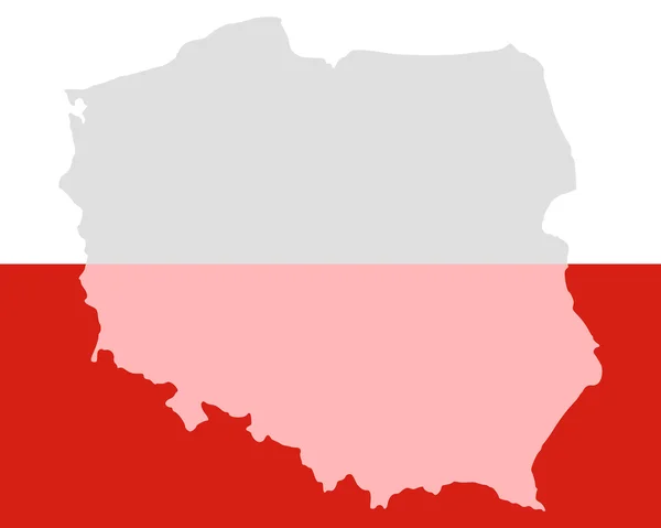 Carte géographique et drapeau de Pologne — Image vectorielle