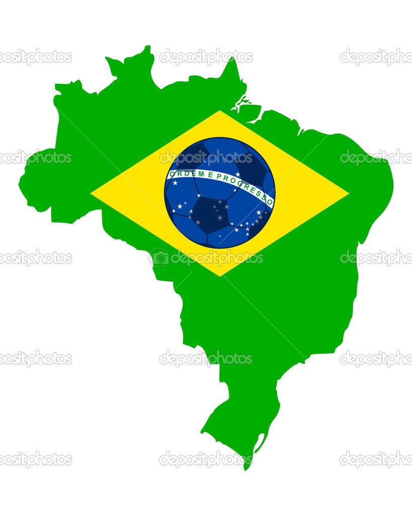 Soccer map and flag of Brazil
