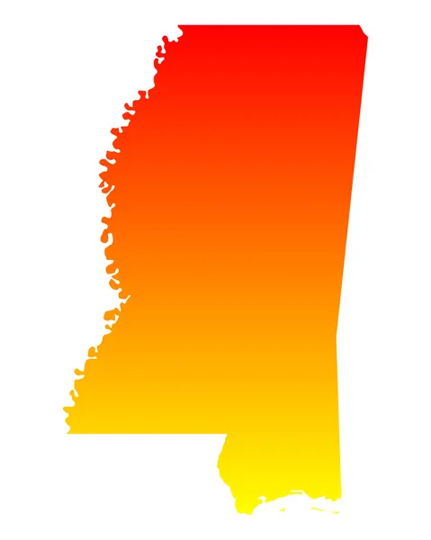 El mapa de Mississippi — Vector de stock