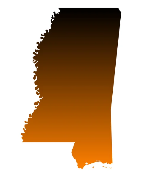 El mapa de Mississippi — Vector de stock