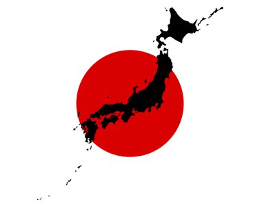 Japonya haritası ve bayrağı