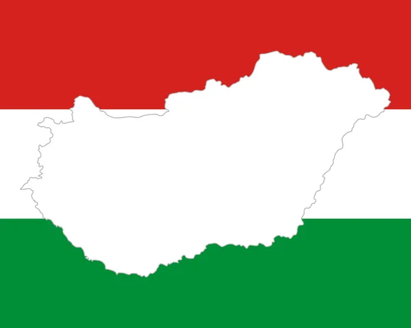 Ungerns karta och flagga — Stock vektor