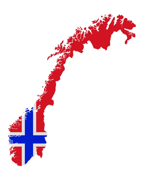 Karta och Norges flagga — Stock vektor