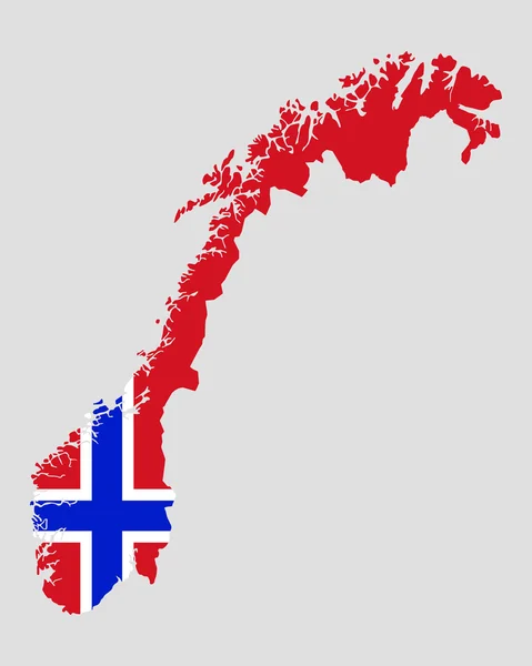 Kaart en vlag van Noorwegen — Stockvector