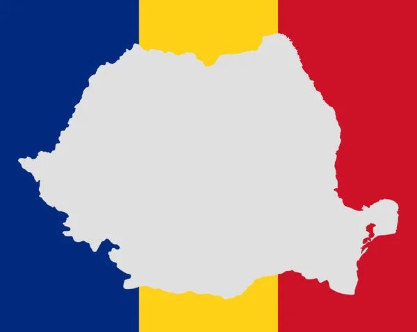 罗马尼亚地图和国旗 — 图库矢量图片