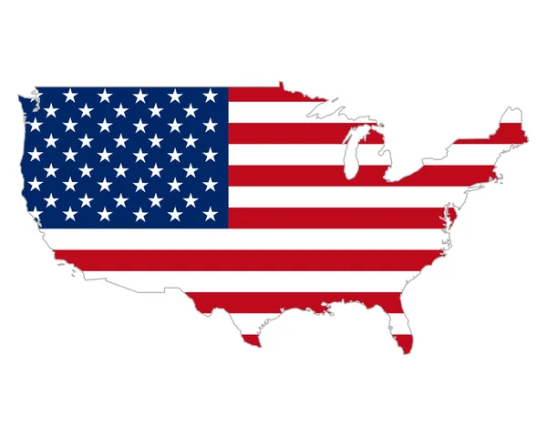 Mappa e bandiera di USA — Vettoriale Stock
