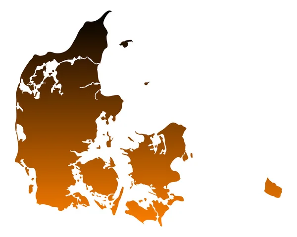 La mappa di Danimarca — Vettoriale Stock