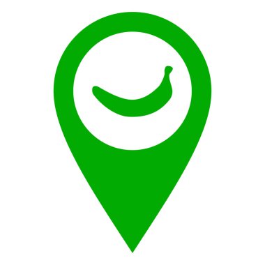 Muz ve konum rozeti vektör illüstrasyonu olarak