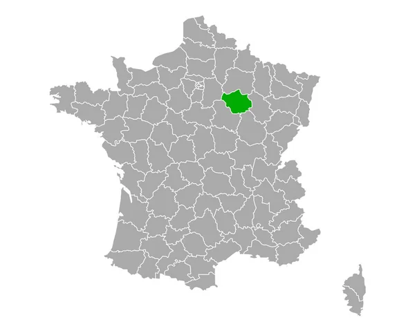 フランスのオーブの地図 — ストックベクタ
