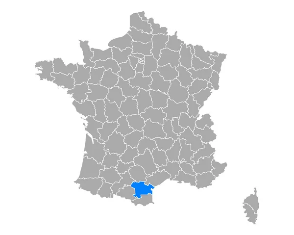 Mapa Aude Francii — Stockový vektor