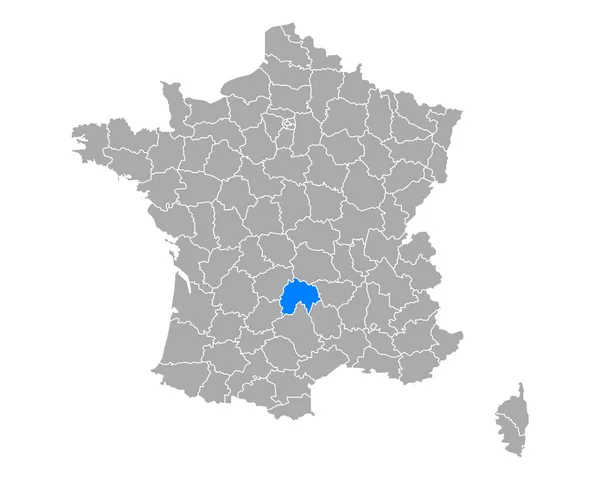 Mapa Cantalu Francii — Stockový vektor