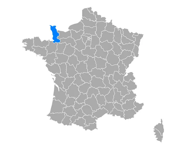 Mapa Manche Francii — Stockový vektor