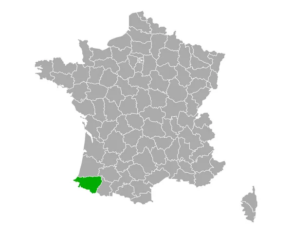 Carte Des Pyrénées Atlantiques France — Image vectorielle