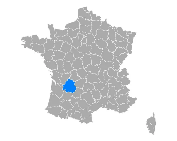 Kaart Van Dordogne Frankrijk — Stockvector