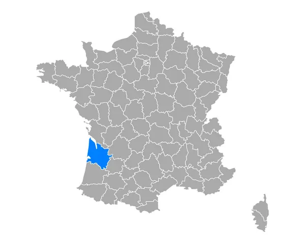 Mapa Gironde Francii — Stockový vektor