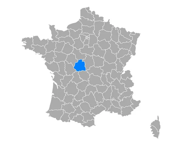 Mapa Indre Francii — Stockový vektor