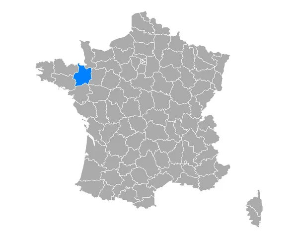 Mapa Ille Vilaine Francii — Stockový vektor
