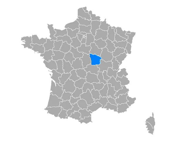 Karte Von Nievre Frankreich — Stockvektor
