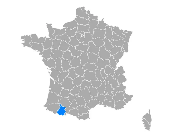 Kaart Van Hautes Pyreneeën Frankrijk — Stockvector