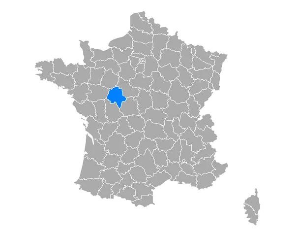 Karta Över Indre Loire Frankrike — Stock vektor