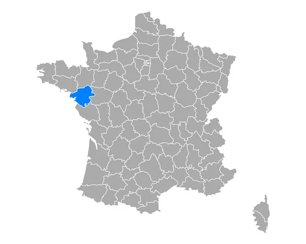 Karta Över Loire Atlantique Frankrike — Stock vektor