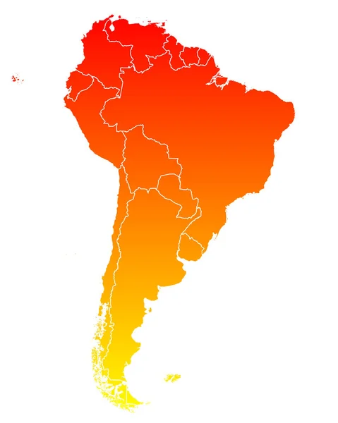 Mapa Ameryki Południowej — Wektor stockowy