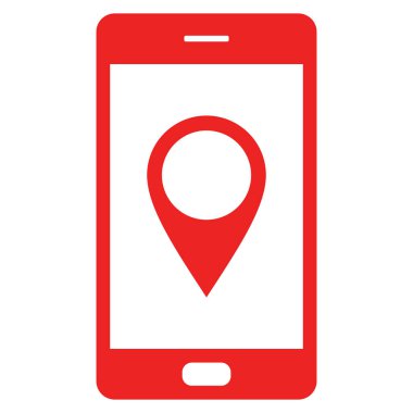 Vektör illüstrasyonu olarak konum iğnesi ve akıllı telefon