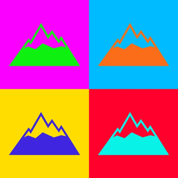 Mountains Pop Art Vector Illustration — Stock Vector