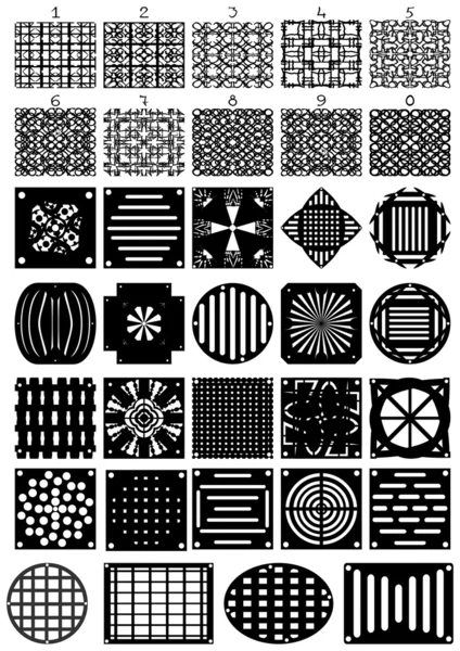 Types de grilles de ventilation (contour ). Graphismes Vectoriels