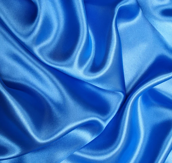 Smooth elegant blue silk as background — Stock Photo, Image