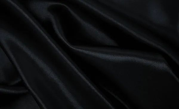 Liscio Elegante Seta Nera Raso Tessuto Lusso Texture Può Utilizzare — Foto Stock