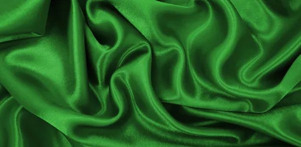 Liscio Elegante Seta Verde Raso Tessuto Lusso Texture Può Utilizzare — Foto Stock