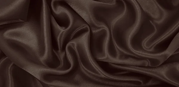 Lisse Élégante Soie Brune Satin Texture Tissu Luxe Peut Utiliser — Photo