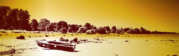 Bateau sur une plage — Image vectorielle