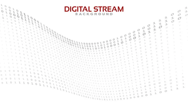 デジタルストリーム 単純なバイナリコードの波線は灰色のものとゼロです ベクトルグラフィックパターン — ストックベクタ