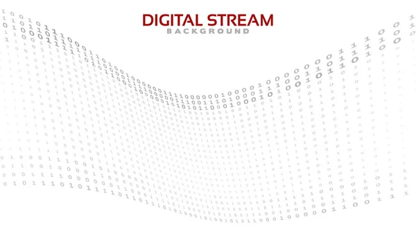 Transmisión Digital Código Binario Simple Línea Ondulada Por Grises Unos — Vector de stock