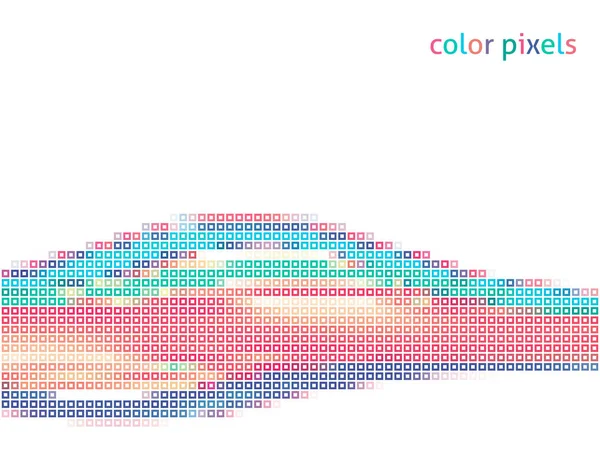 Helle Wellenförmige Linie Durch Farbpixel Auf Einem Weißen Vektorgrafisches Muster — Stockvektor