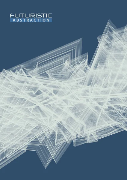 Futuristische Abstraktion Chaotische Dünne Linien Auf Dunklem Azurblauem Hintergrund Kompliziertes — Stockvektor