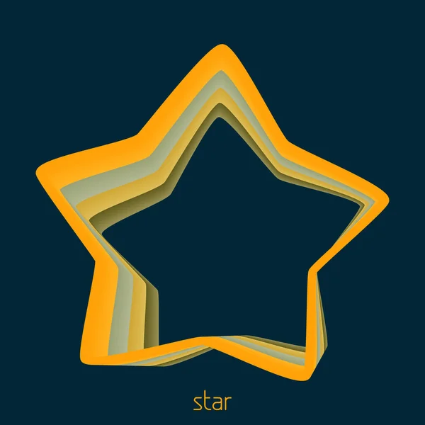 Estrela Retorcida Abstrata Com Traço Amarelo Sobre Fundo Azul Escuro —  Vetores de Stock