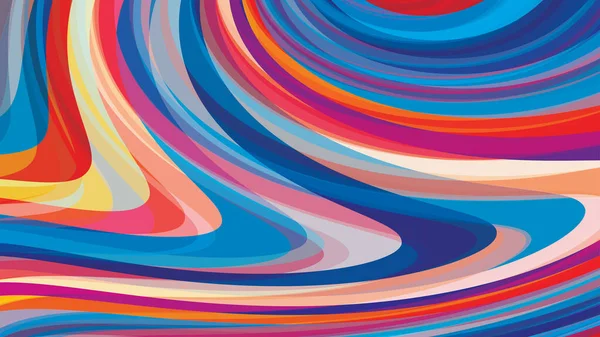 Abstrakter Hintergrund Mit Geschwungenen Bunten Streifen Mehrfarbige Vektorgrafik Cmyk Farben — Stockvektor
