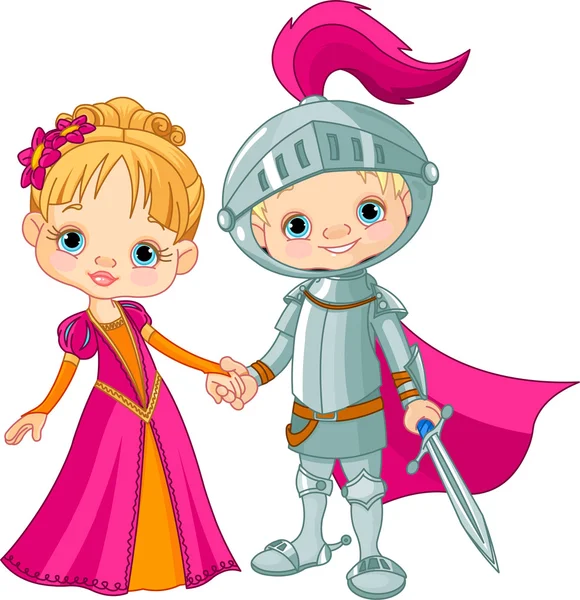 Menino e menina medieval — Vetor de Stock