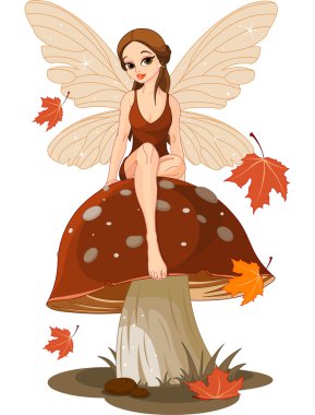 Autumn Fairy on the Mushroom clipart