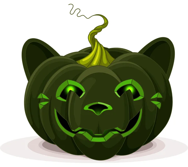 Gato de abóbora Halloween — Vetor de Stock