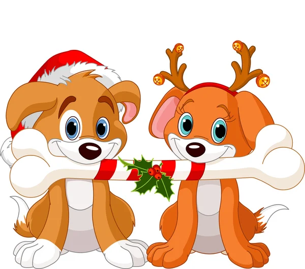 Dos perros de Navidad — Vector de stock