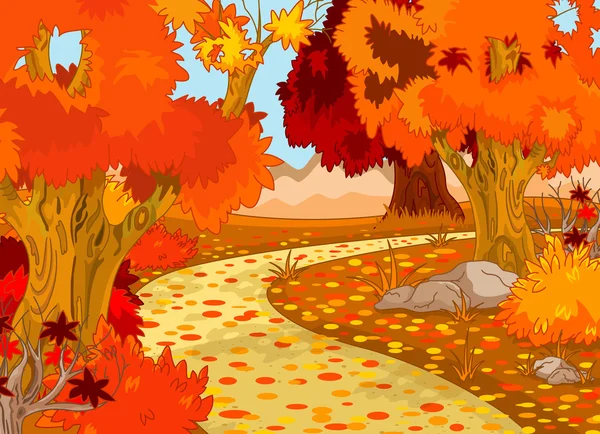 Otoño bosque paisaje — Vector de stock