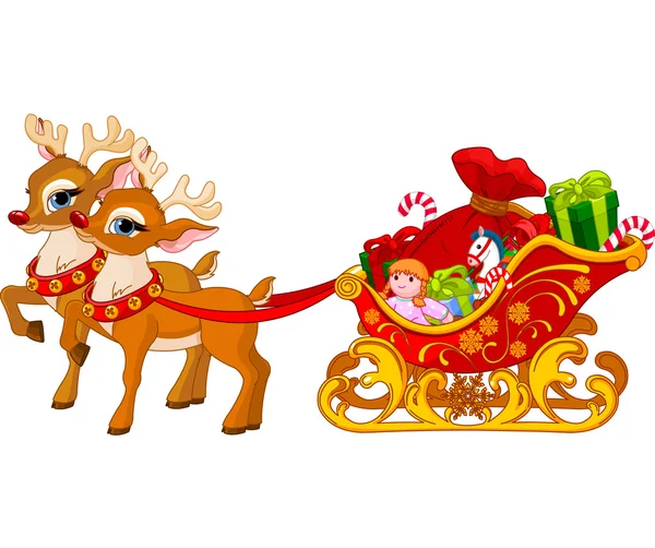 Sleigh of Santa Claus — Stock Vector