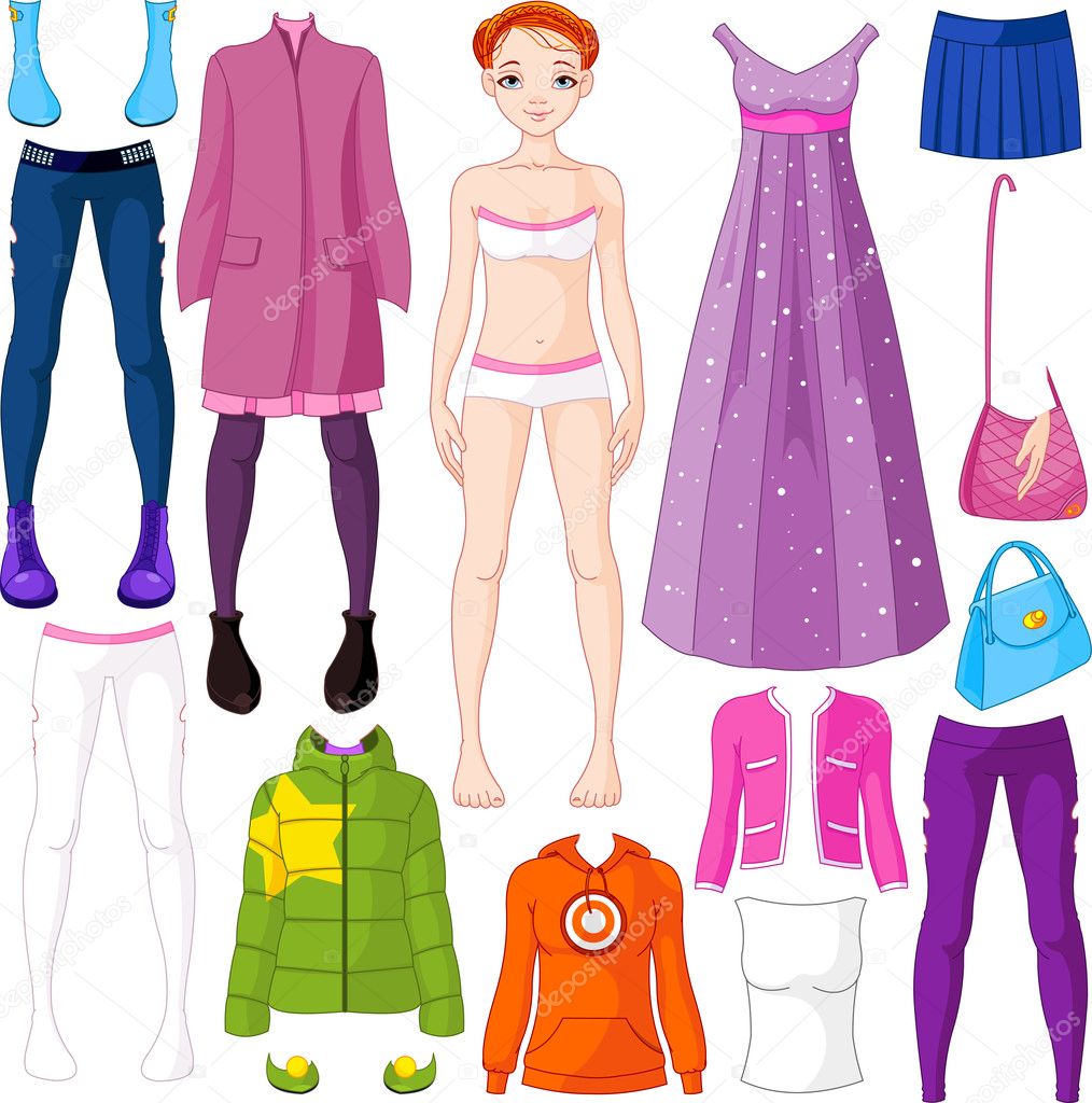 Paper doll with clothing