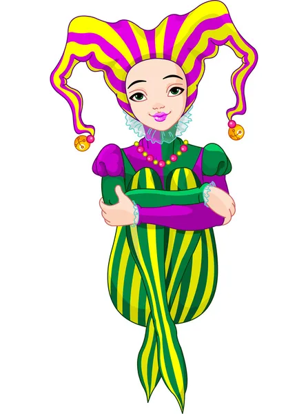 Mardi Gras harlequin lady — Stock vektor