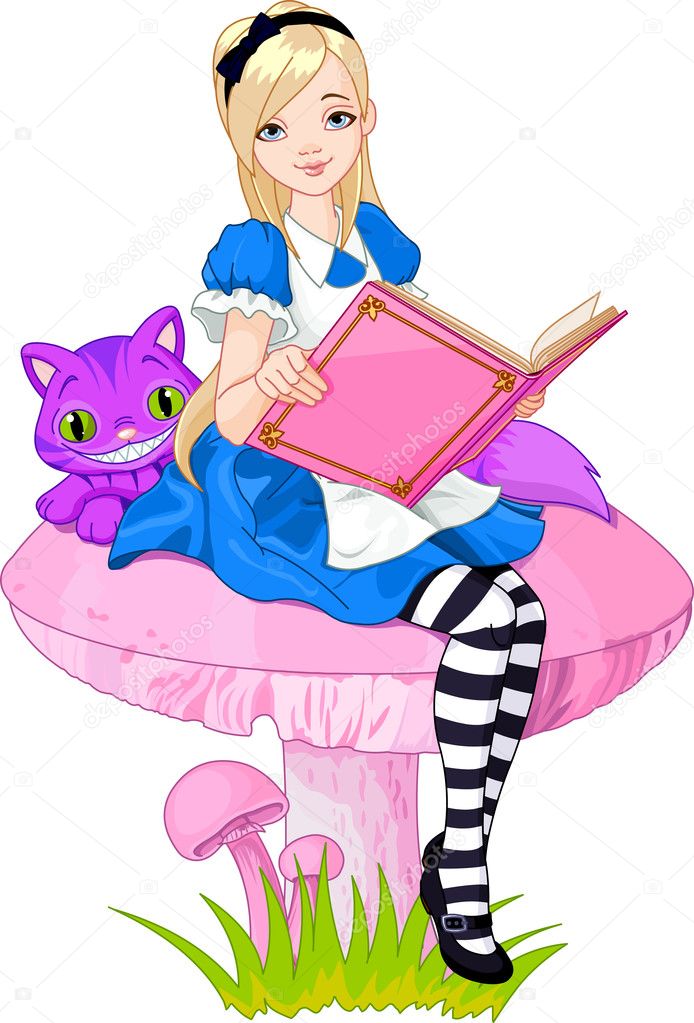 Alice holding book