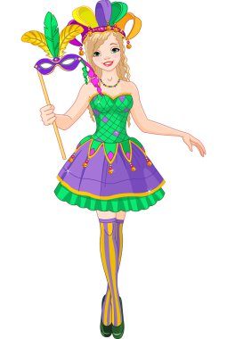 Mardi Gras girl clipart